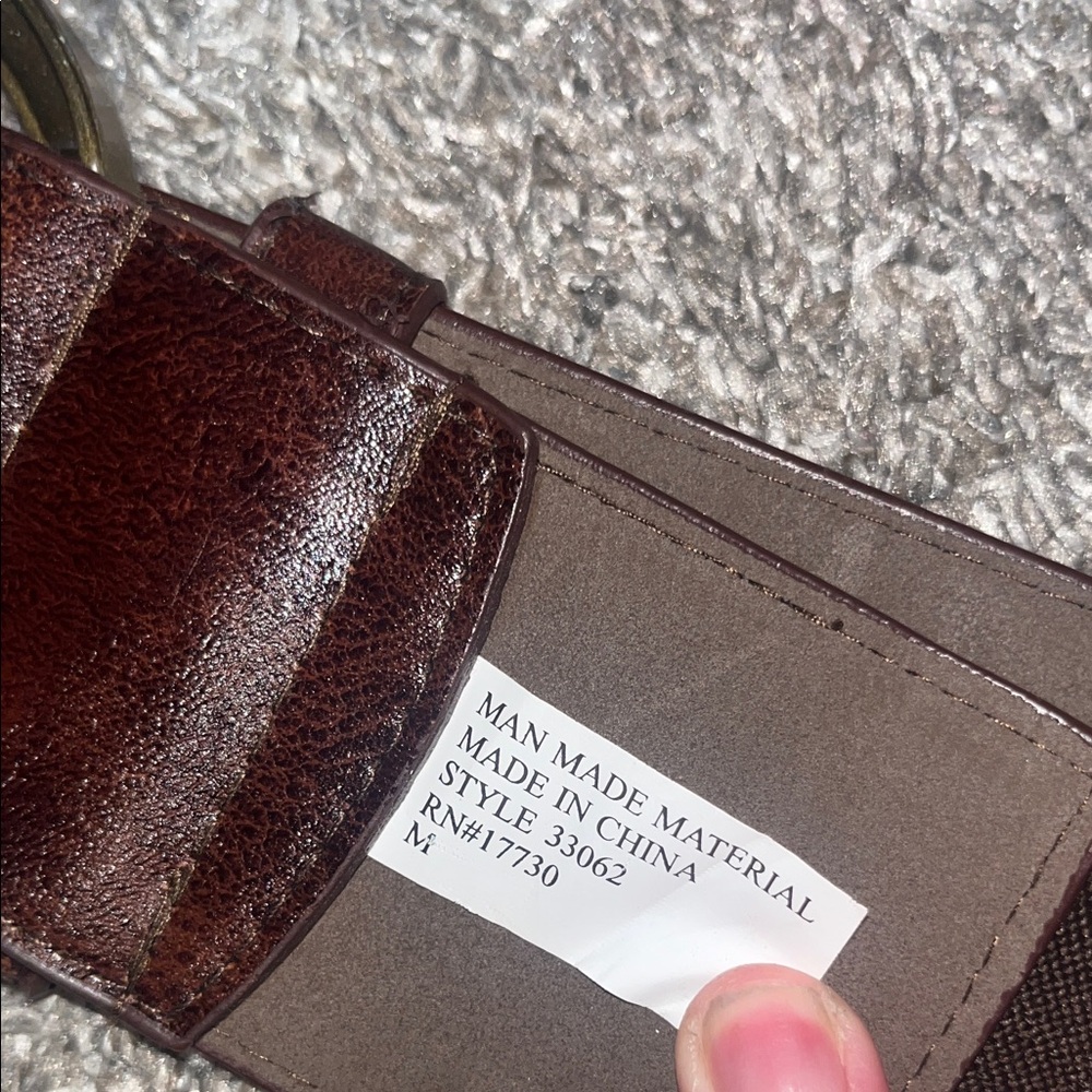 Brown Leather Belt with Gold Buckle - Picture 3 of 3